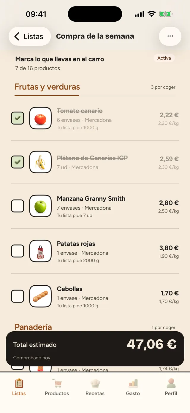 La compra de la semana en CestIA, con el producto real, los envases que hacen falta y el precio de cada línea